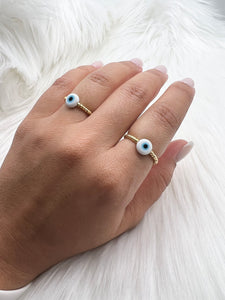 White Evil Eye Ring